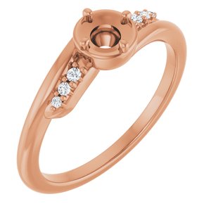 14K Rose Gold 4.1 mm Round 1/5 CTW Natural Diamond Semi-Set Ring
