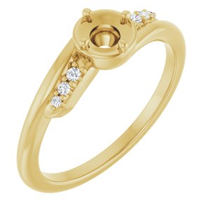 14K Yellow Gold 4.1 mm Round .04 CTW Lab-Grown Diamond Semi-Set Ring