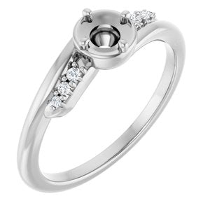 14K White Gold 4.1 mm Round 1/5 CTW Natural Diamond Semi-Set Ring