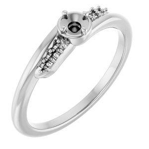 14K White Gold 3 mm Round Ring Mounting – image 2