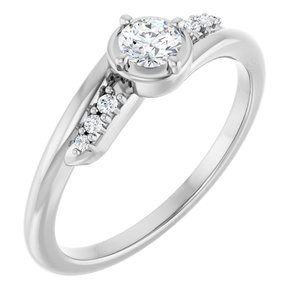 14K White Gold 3.8 mm Round Ring Mounting