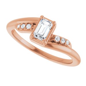 14K Rose Gold 5x3 mm Emerald Ring Mounting – image 8