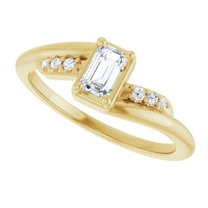 18K Yellow Gold 5x3 mm Emerald Ring Mounting – image 8