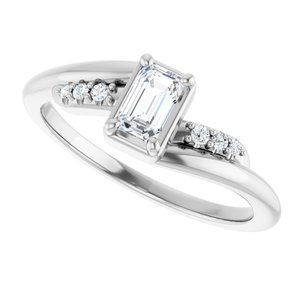10K White Gold 5x3 mm Emerald Ring Mounting – image 8