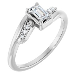 Sterling Silver 5x3 mm Emerald Ring Mounting