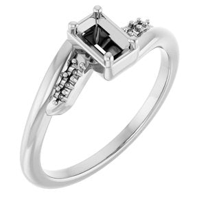 14K X1 White Gold 5x3 mm Emerald Ring Mounting – image 2