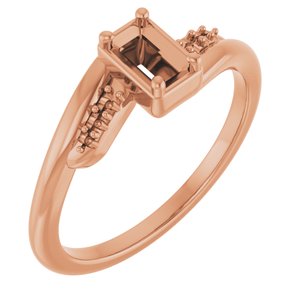 10K Rose Gold 5x3 mm Emerald Ring Mounting – image 2