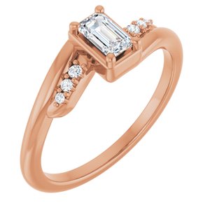 14K Rose Gold 5x3 mm Emerald Ring Mounting