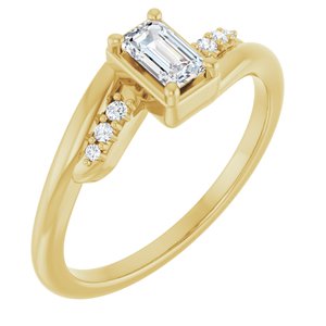 10K Yellow Gold 5x3 mm Emerald Ring Mounting