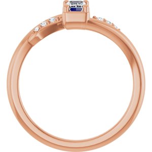 14K Rose Gold 5x3 mm Emerald Ring Mounting – image 3