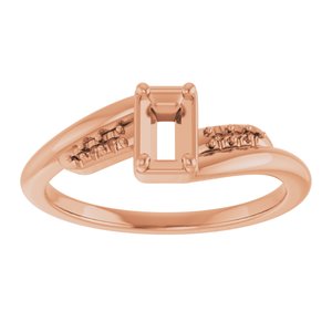 10K Rose Gold 5x3 mm Emerald Ring Mounting – image 6