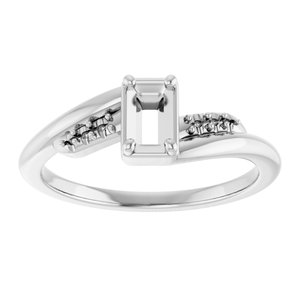 14K White Gold 5x3 mm Emerald Ring Mounting – image 6