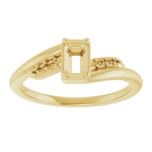 14K Yellow Gold 5x3 mm Emerald Ring Mounting – image 6