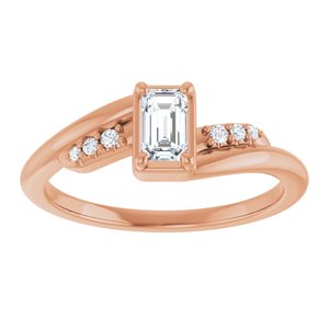 14K Rose Gold 5x3 mm Emerald Ring Mounting – image 5