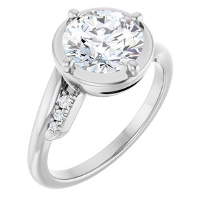 18K White Gold 8.2 mm Round Ring Mounting