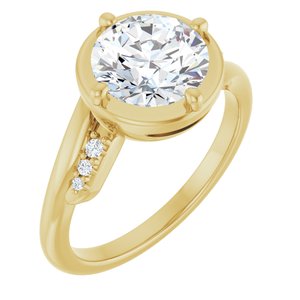 14K Yellow Gold 8.2 mm Round Ring Mounting