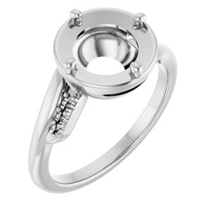 10K White Gold 8.2 mm Round Ring Mounting – image 2