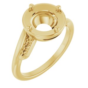 14K Yellow Gold 8.2 mm Round Ring Mounting – image 2