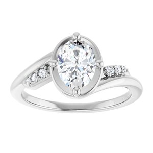 14K White Gold 7.5x5.5 mm Oval Ring Mounting – image 5