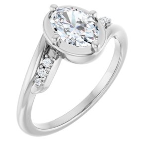 14K White Gold 7.5x5.5 mm Oval Ring Mounting