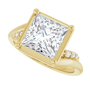 14K Yellow Gold 8x8 mm Square Ring Mounting – image 8