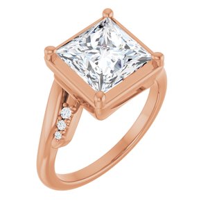 10K Rose Gold 8x8 mm Square Ring Mounting