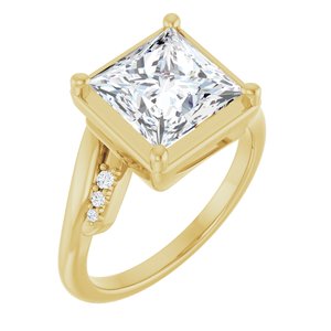 18K Yellow Gold 8x8 mm Square Ring Mounting
