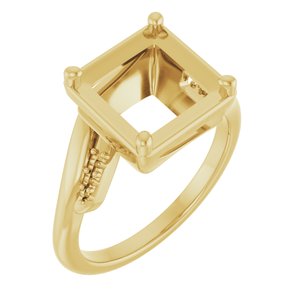 18K Yellow Gold 8x8 mm Square Ring Mounting – image 2