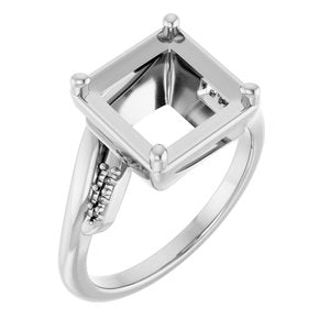 14K X1 White Gold 8x8 mm Square Ring Mounting – image 2