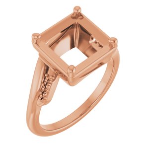 14K Rose Gold 8x8 mm Square Ring Mounting – image 2