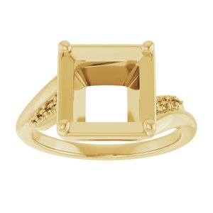 18K Yellow Gold 8x8 mm Square Ring Mounting – image 6