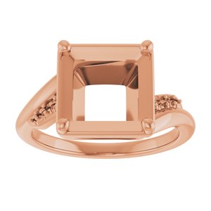 14K Rose Gold 8x8 mm Square Ring Mounting – image 6