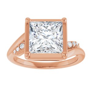 14K Rose Gold 8x8 mm Square Ring Mounting – image 5