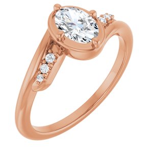 10K Rose Gold 6.5x4.5 mm Oval Ring Mounting