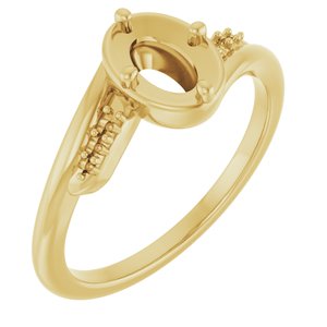 18K Yellow Gold 6.5x4.5 mm Oval Ring Mounting – image 2