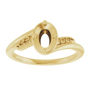 18K Yellow Gold 6.5x4.5 mm Oval Ring Mounting – image 6