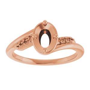 18K Rose Gold 6.5x4.5 mm Oval Ring Mounting – image 6