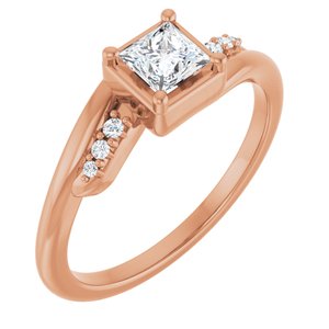 10K Rose Gold 4x4 mm Square Ring Mounting