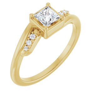 18K Yellow Gold 4x4 mm Square Ring Mounting