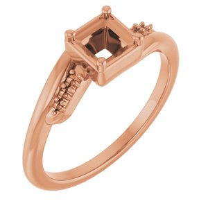 14K Rose Gold 4x4 mm Square Ring Mounting – image 2