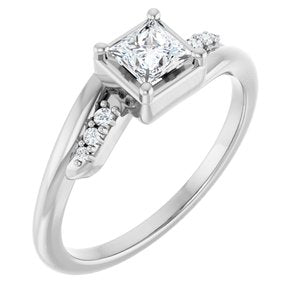 10K White Gold 4x4 mm Square Ring Mounting