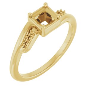 10K Yellow Gold 4x4 mm Square Ring Mounting – image 2