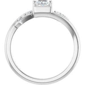 14K White Gold 4x4 mm Square Ring Mounting – image 3