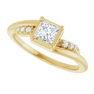 10K Yellow Gold 4x4 mm Square Ring Mounting – image 8