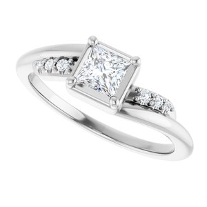 14K X1 White Gold 4x4 mm Square Ring Mounting – image 8