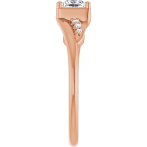18K Rose Gold 4x4 mm Square Ring Mounting – image 7