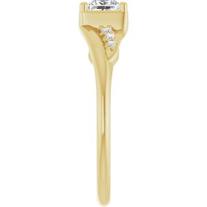 14K Yellow Gold 4x4 mm Square Ring Mounting – image 7