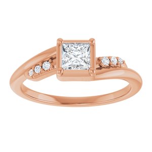 18K Rose Gold 4x4 mm Square Ring Mounting – image 5