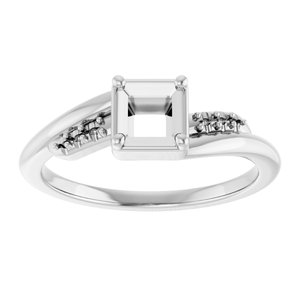 10K White Gold 4x4 mm Square Ring Mounting – image 6