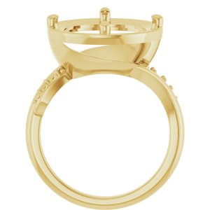14K Yellow Gold 13 mm Round Ring Mounting – image 4